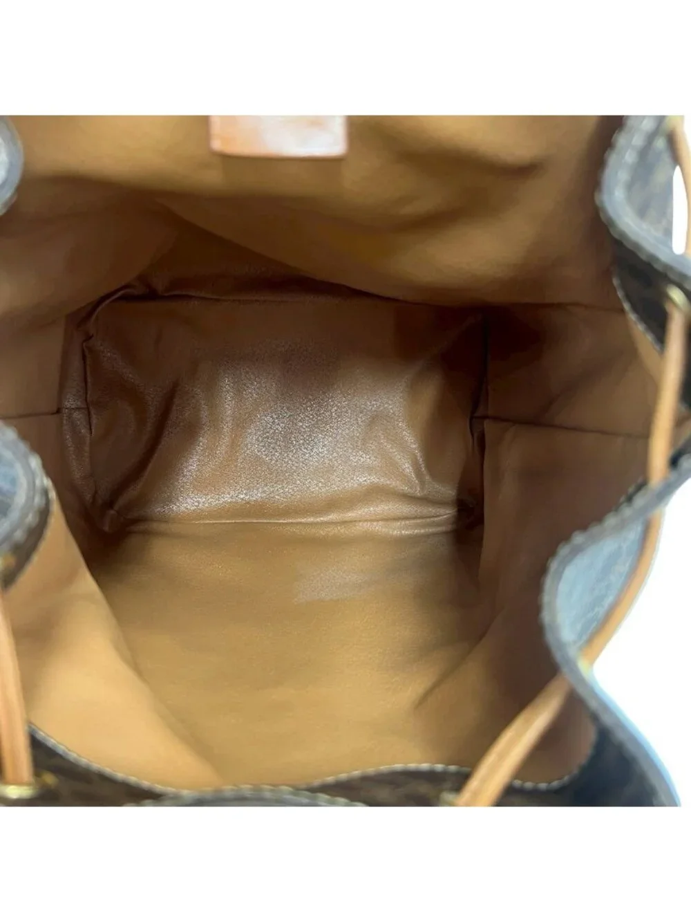 Celine Vintage Macadam Blason Pattern Leather Backpack Brown